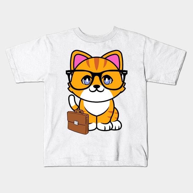 Cute Orange cat is a colleague at work Kids T-Shirt by Pet Station